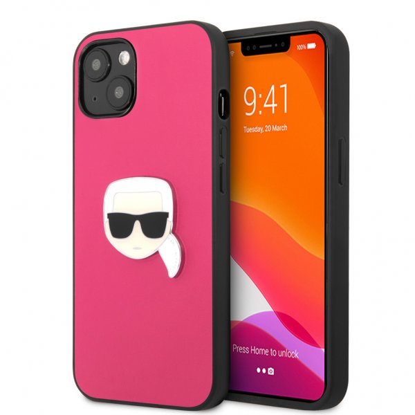 Karl Lagerfeld iPhone 13 Mini Suojakuori Metallilogo Pinkki