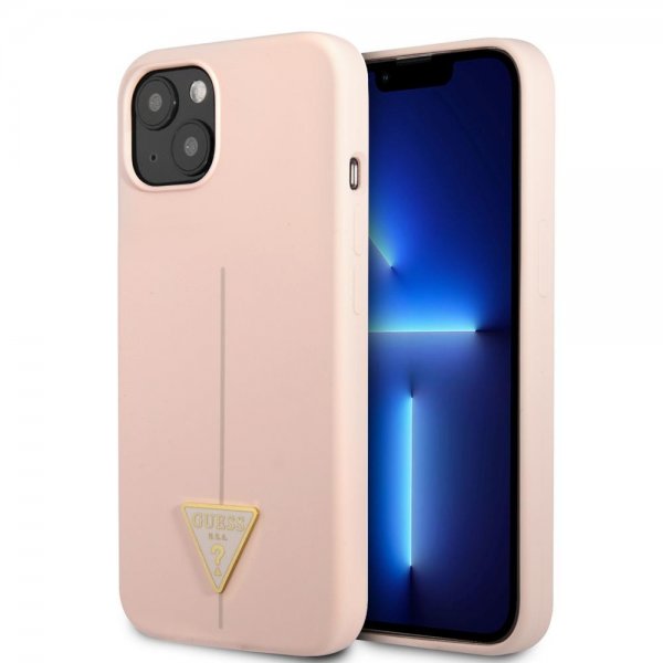 Guess iPhone 13 Mini Suojakuori Metal Triangle Pinkki