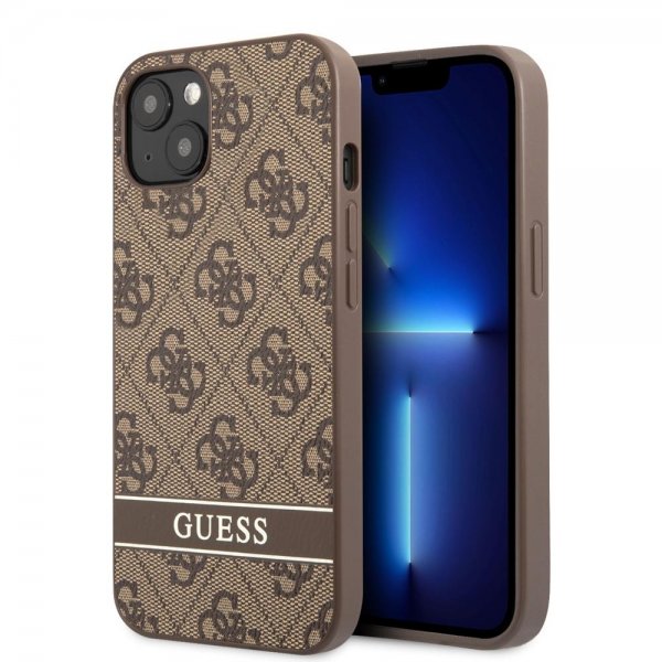 Guess iPhone 13 Mini Suojakuori Printed Stripe Bottom Ruskea