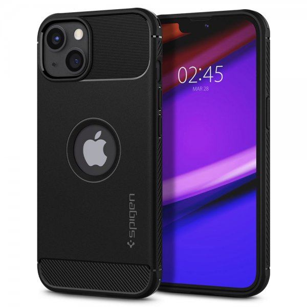 Spigen iPhone 13 Mini -suojakuori Rugged Armor Matte Black