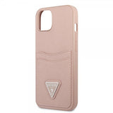 Guess iPhone 13 Mini Saffiano Double Cardslot -suojakuori, vaaleanpunainen