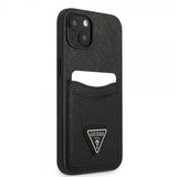 Guess iPhone 13 Mini -suojakuori Saffiano Double Cardslot Musta