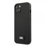 Karl Lagerfeld iPhone 13 Mini -kuori Saffiano Metal Plaque musta