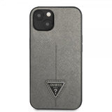 Guess iPhone 13 Mini Suojakuori Saffiano Metal Triangle Silver