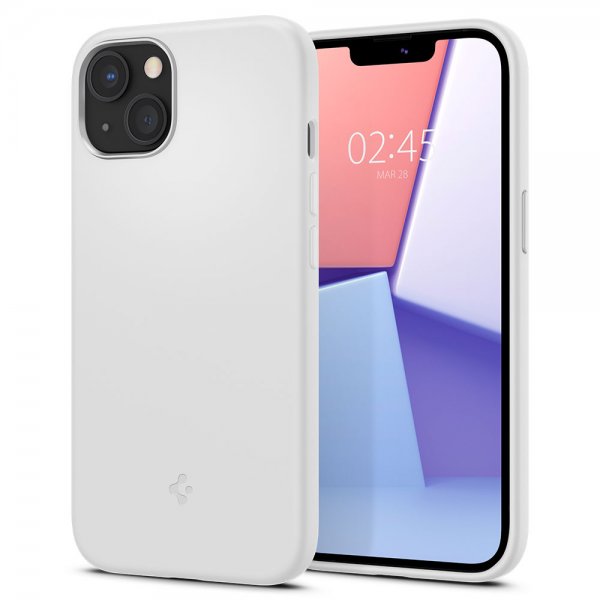 Spigen iPhone 13 Mini -silikonikuori, valkoinen