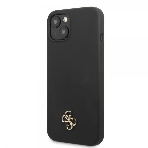 Guess iPhone 13 Mini Suojakuori Silicone Metal Logo 4G Musta