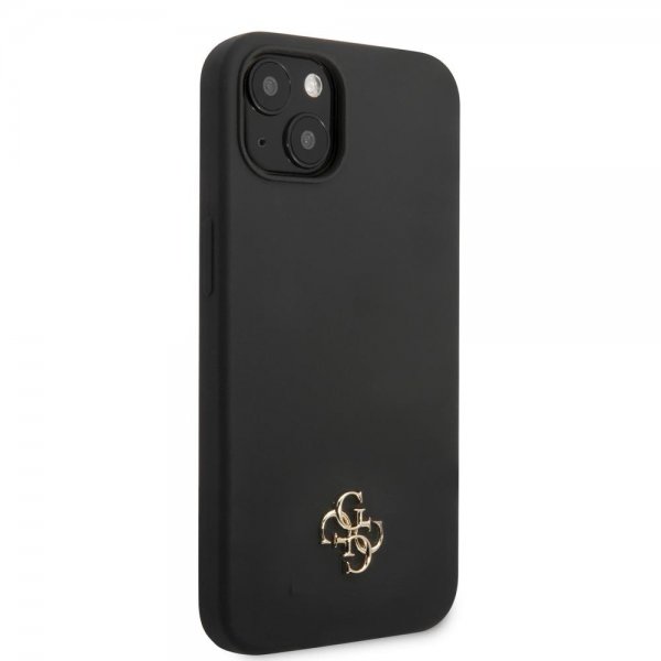 Guess iPhone 13 Mini Suojakuori Silicone Metal Logo 4G Musta