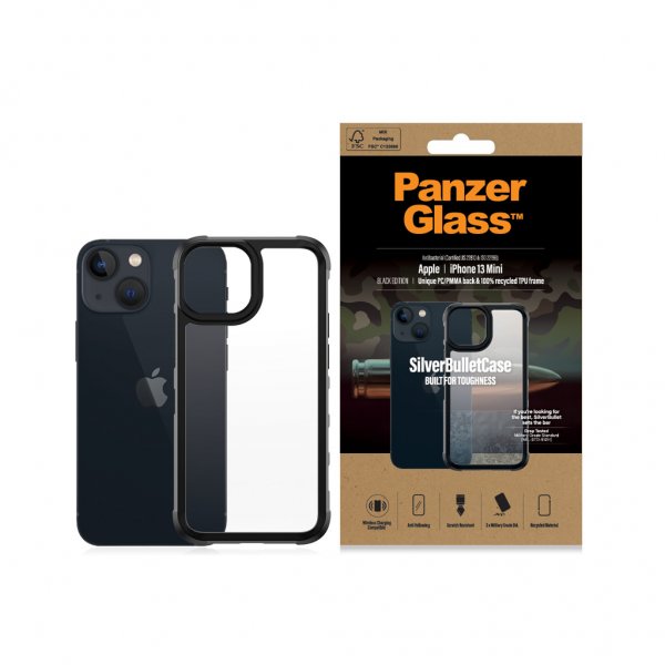 PanzerGlass iPhone 13 Mini -suojakuori SilverBullet Case, musta
