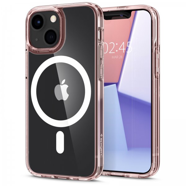 Spigen iPhone 13 Mini -kuori, Ultra Hybrid Mag Rose Crystal