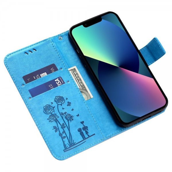iPhone 13 Pro Kukkakuvioinen Suojakuori Sininen