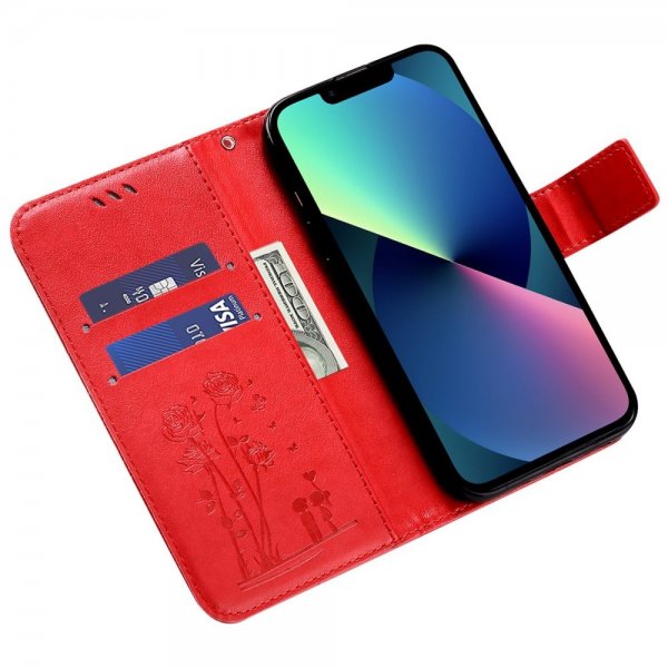 iPhone 13 Pro Kotelo Kukkaprintti Punainen