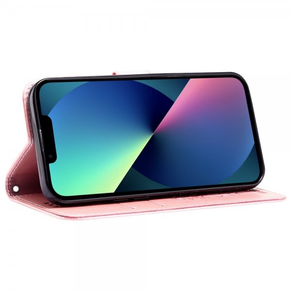 iPhone 13 Pro Kotelo, kukkakuvio, vaaleanpunainen