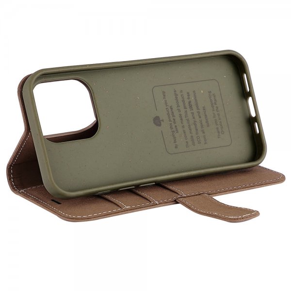 Onsala iPhone 13 Pro ECO Wallet -suojakotelo, ruskea