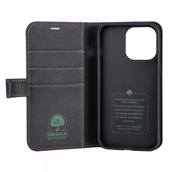 Onsala iPhone 13 Pro -suojakuori ECO Wallet, musta