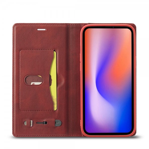 Lc.Imeeke iPhone 13 Pro -kotelo ulkopuolella, korttipaikka, punainen