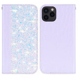 iPhone 13 Pro Krokokuviollinen Glitter Flip Kotelo, Valkoinen