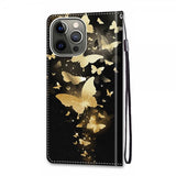 iPhone 13 Pro -kotelo kultaisin perhoskuvioin
