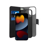 Puro iPhone 13 Pro -suojakuori Wallet Detachable 2 in 1, musta