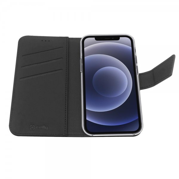 Celly iPhone 13 Pro -suojakuori Wally Wallet Case, musta