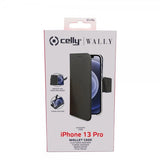 Celly iPhone 13 Pro -suojakuori Wally Wallet Case, musta