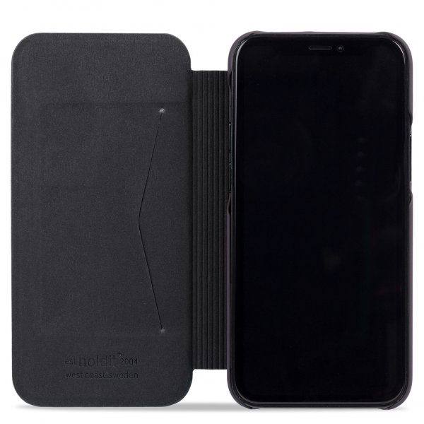 holdit iPhone 13 Pro Max -kotelo SlimFlip Wallet Musta