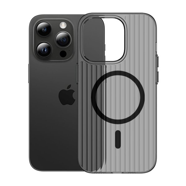 iPhone 13 Pro Max -kotelo aaltopahvi MagSafe Läpinäkyvä Musta