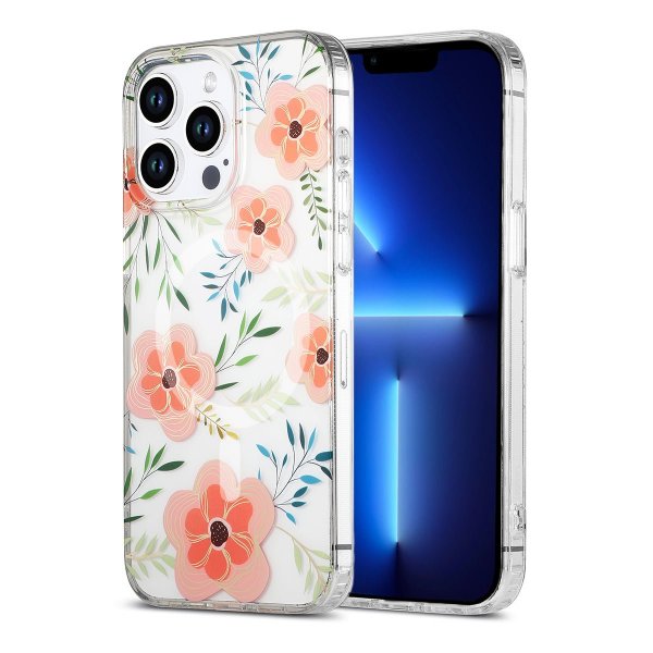 iPhone 13 Pro Max Kuori Kukkakuvio MagSafe Pinkki