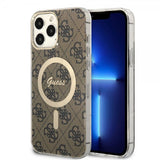 Guess iPhone 13 Pro Max -kuori 4G Pattern MagSafe, ruskea