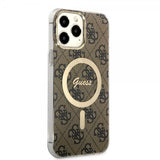 Guess iPhone 13 Pro Max -kuori 4G Pattern MagSafe, ruskea