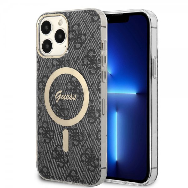 Guess iPhone 13 Pro Max -kuori 4G Pattern MagSafe, musta