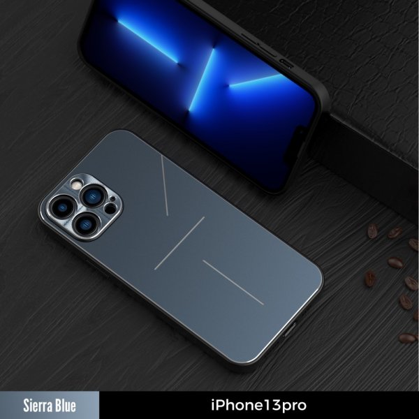 R-JUST iPhone 13 Pro Max -suojakuori, alumiini, sininen