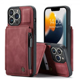 CaseMe iPhone 13 Pro Max -suojakuori C20, korttipaikat, vetoketju, punainen