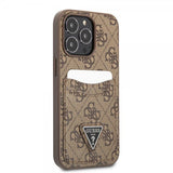 Guess iPhone 13 Pro Max Suojakuori Double Cardslot Metal Triangle Ruskea