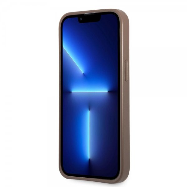 Guess iPhone 13 Pro Max Suojakuori Double Cardslot Metal Triangle Ruskea
