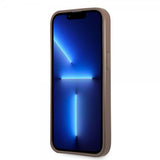 Guess iPhone 13 Pro Max Suojakuori Double Cardslot Metal Triangle Ruskea