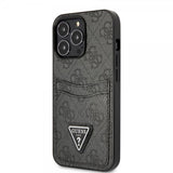 Guess iPhone 13 Pro Max -kuori, Double Cardslot Metal Triangle, musta