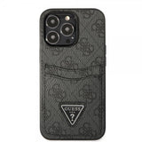 Guess iPhone 13 Pro Max -kuori, Double Cardslot Metal Triangle, musta