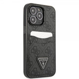 Guess iPhone 13 Pro Max -kuori, Double Cardslot Metal Triangle, musta