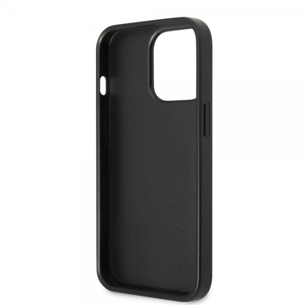Guess iPhone 13 Pro Max -kuori, Double Cardslot Metal Triangle, musta