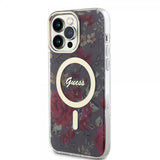 Guess iPhone 13 Pro Max kuori Flower MagSafe Khaki