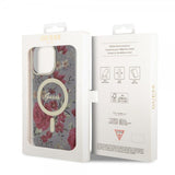 Guess iPhone 13 Pro Max kuori Flower MagSafe Khaki