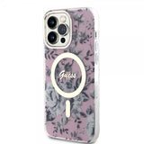 Guess iPhone 13 Pro Max Suojakuori Flower MagSafe Pinkki
