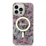 Guess iPhone 13 Pro Max Suojakuori Flower MagSafe Pinkki