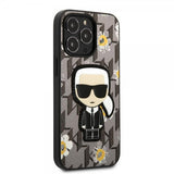 Karl Lagerfeld iPhone 13 Pro Max Suojakuori Flower Monogram Iconic Patch Harmaa