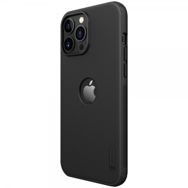 Nillkin iPhone 13 Pro Max -suojakuori, Frosted Shield Logo Cutout, musta