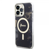 Guess iPhone 13 Pro Max -kuori Golden Marble MagSafe, musta