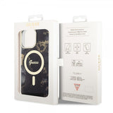 Guess iPhone 13 Pro Max -kuori Golden Marble MagSafe, musta
