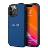 Guess iPhone 13 Pro Max Suojakuori Hot Stamp Metal Logo, sininen