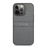 Guess iPhone 13 Pro Max Suojakuori Hot Stamp Metal Logo Harmaa