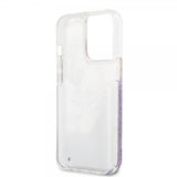 Guess iPhone 13 Pro Max -kuori Liquid Glitter Flower Pattern - violetti